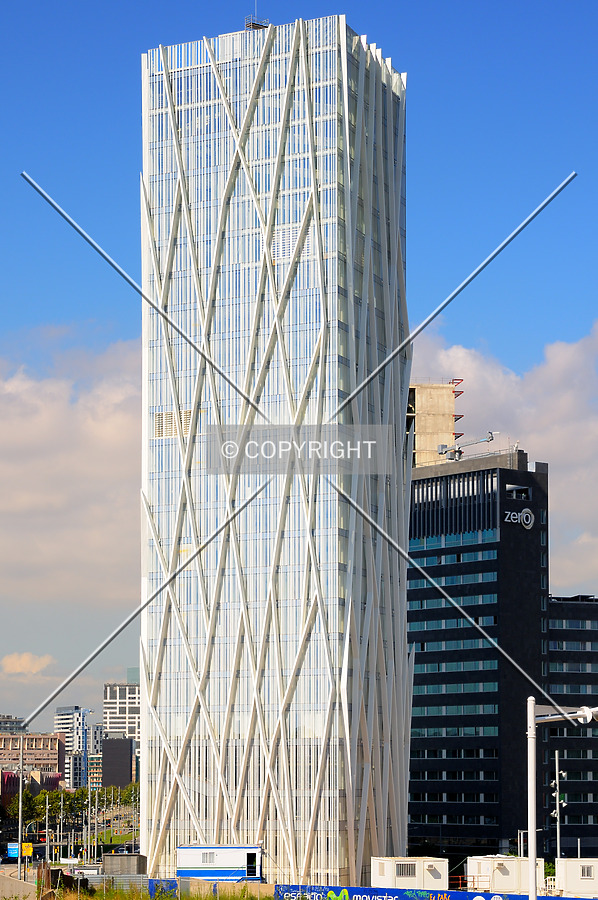 General view of office tower Diagonal Zero Zero, designed by architect Enric Massip