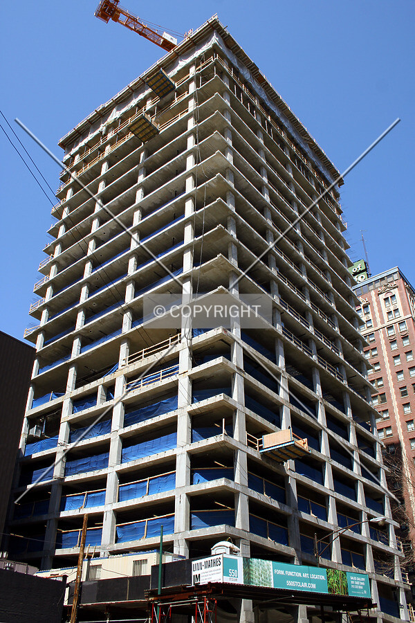 Looking up the southeast corner