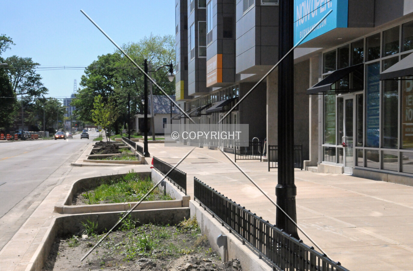 New sidewalk planters along Springfield Avenue