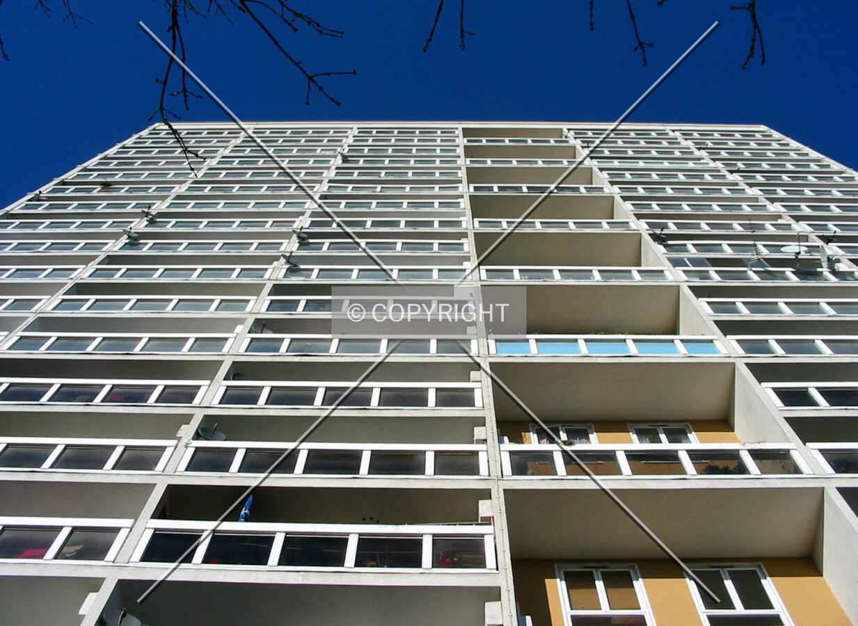 Looking up from the main entrance