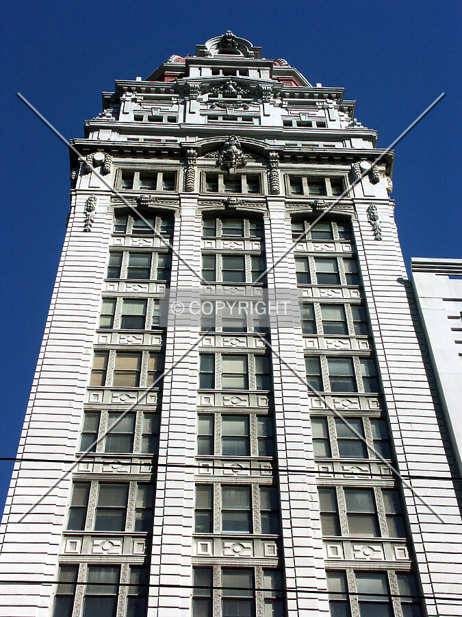 Looking up at front facade on Market Street