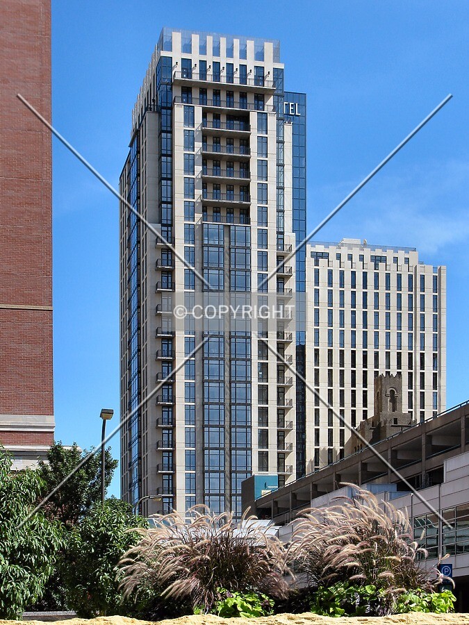 View to the east from WCCO TV's headquarters, past the Hilton