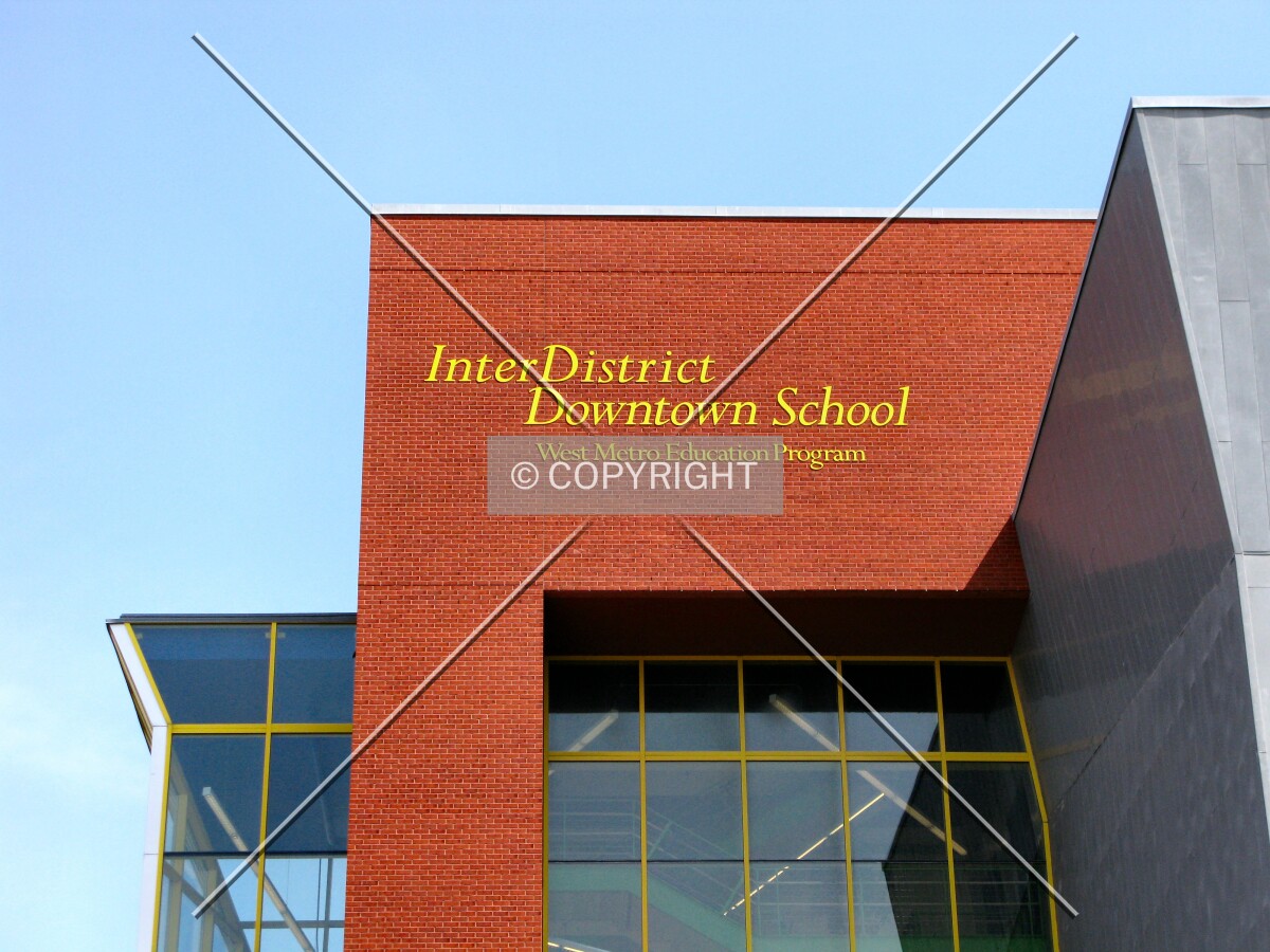 Signage atop southwest corner