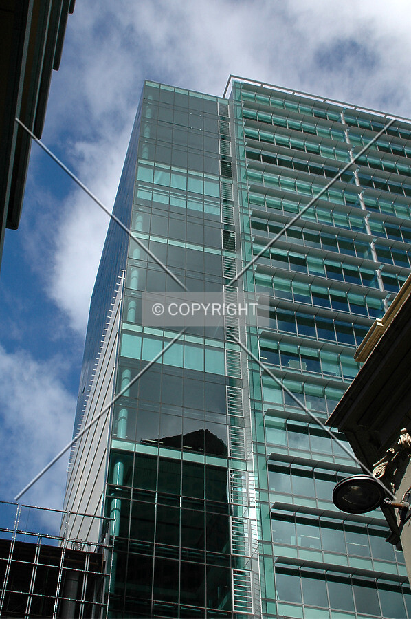 Looking up the northeast corner