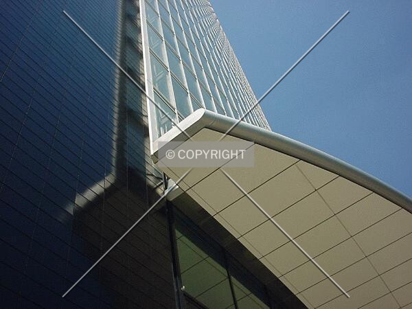 Detail of roof mounting at the base of the building