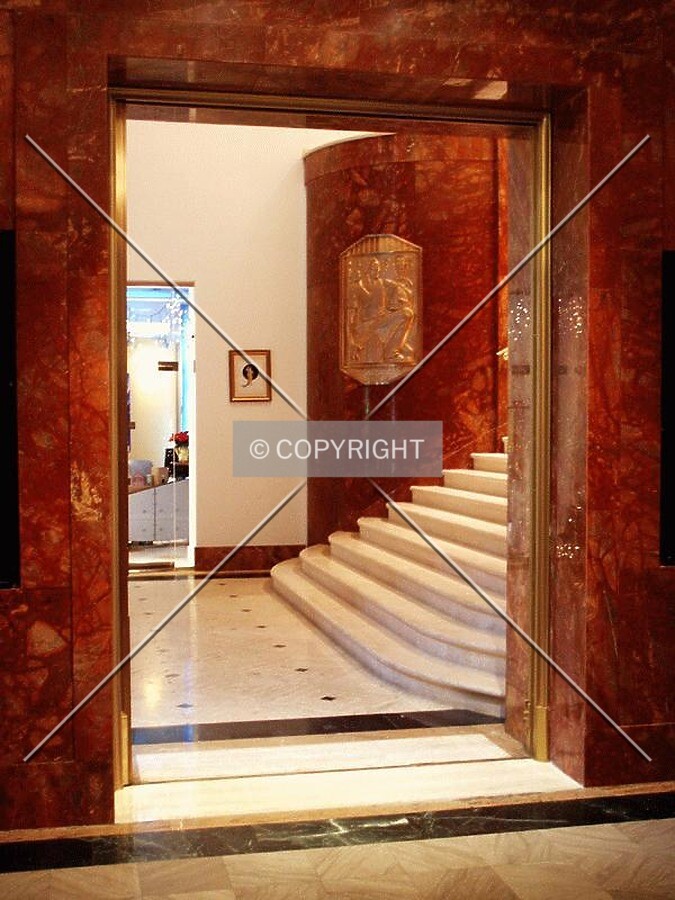 Doorway from the apartment lobby to the central lobby