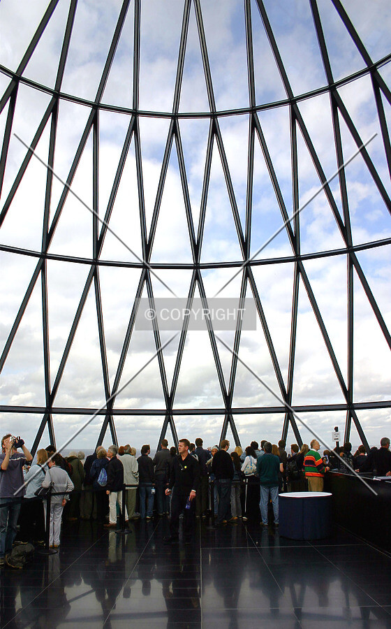 Visitors crowd the dome's interior