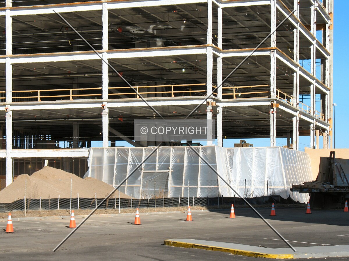 Base of the south corner, from the neighboring Crowne Plaza
