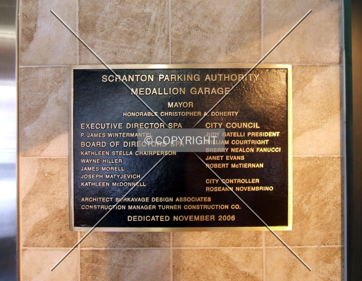 Plaque in the lobby