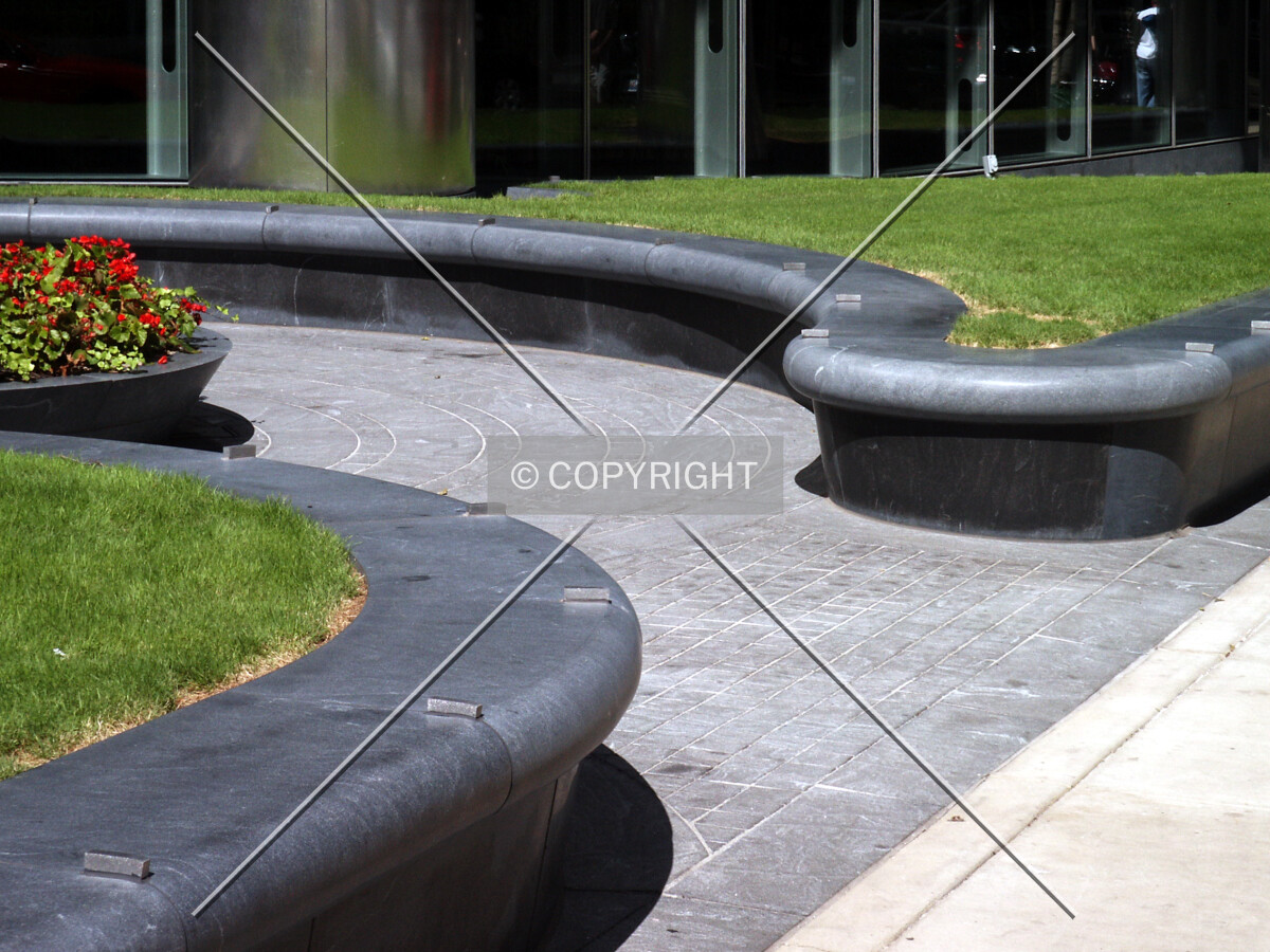 Landscaping at the southwest corner