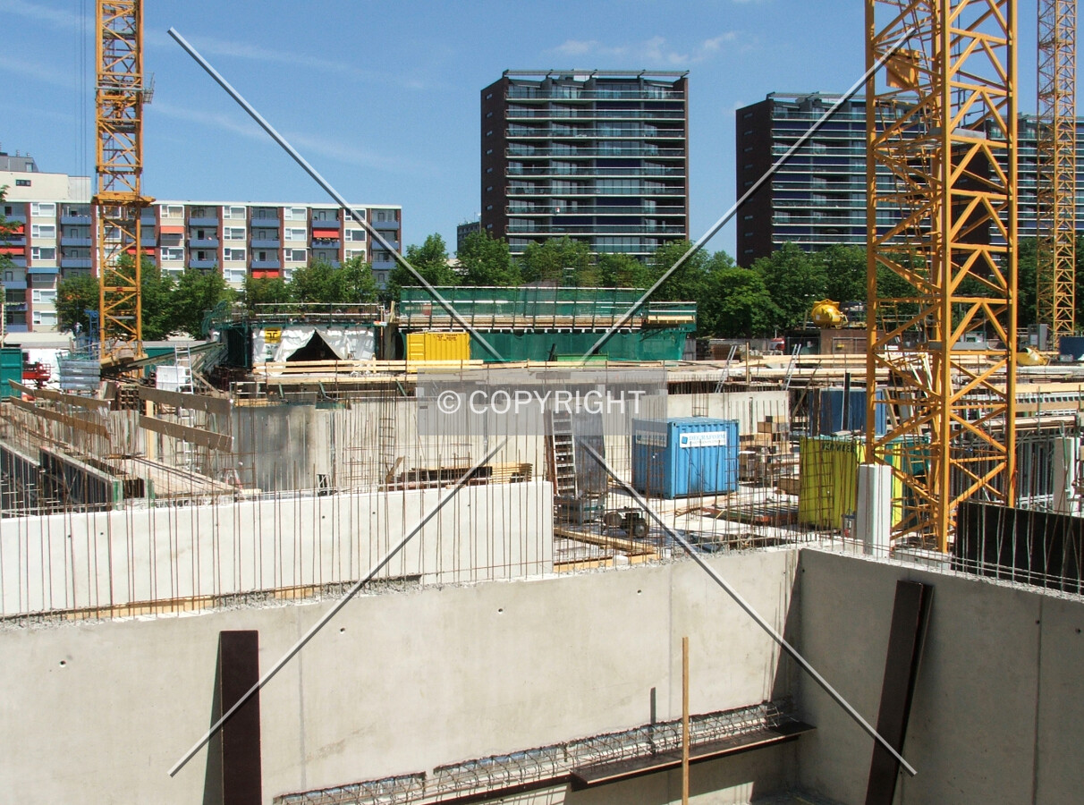 The construction site seen from the south