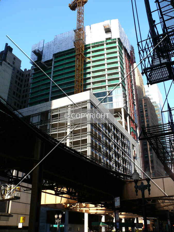 View up the southwest side of the structure as seen from Lake Street