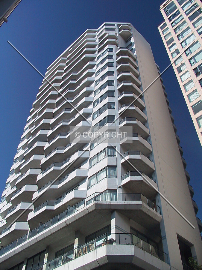 Looking up the west facade