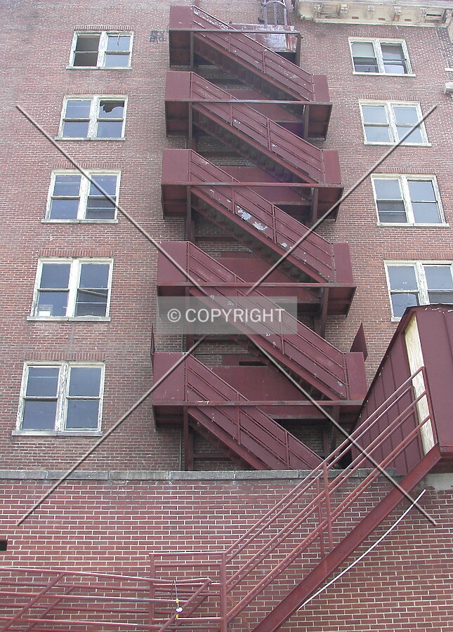 View of the fire escape on the west side