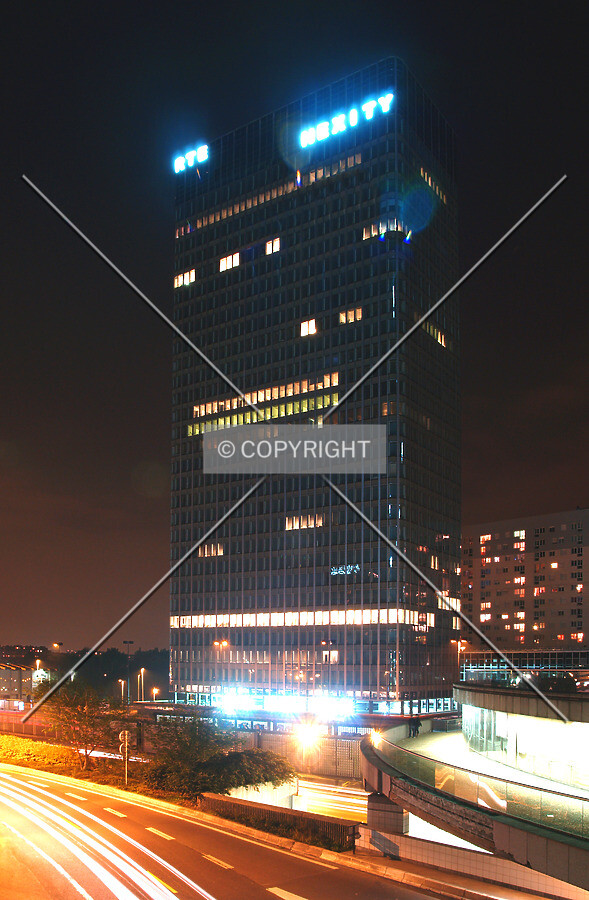A night view of the northern facade