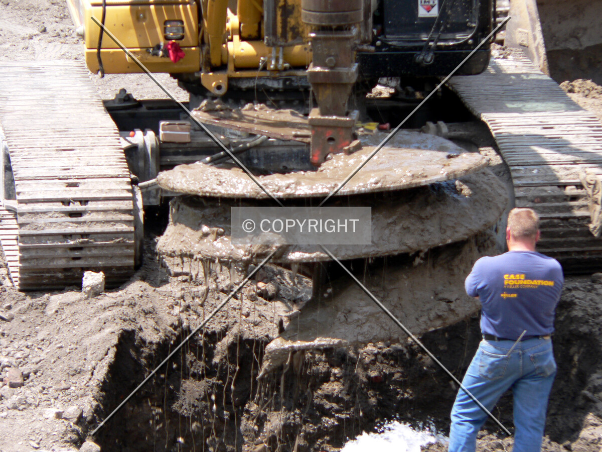 An auger filled with clay