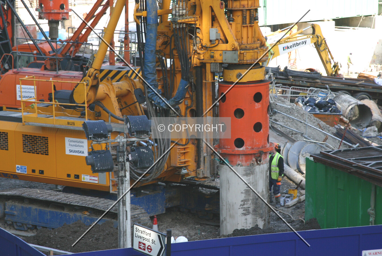 Screwing piles from the CityPoint walkway