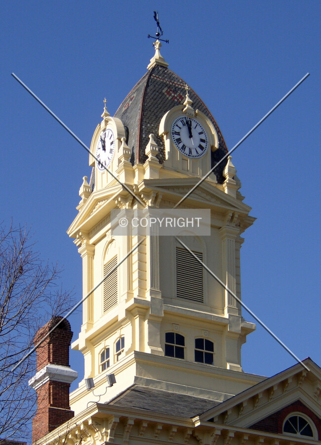 Detail of the clock tower from the southeast