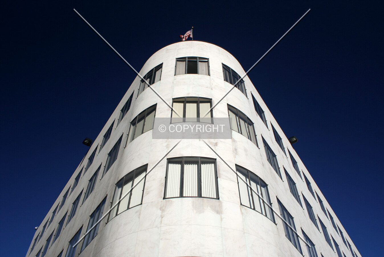 Looking up the southeast corner