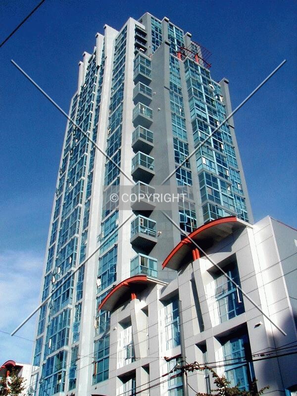 Looking up at building from across Seymour Street