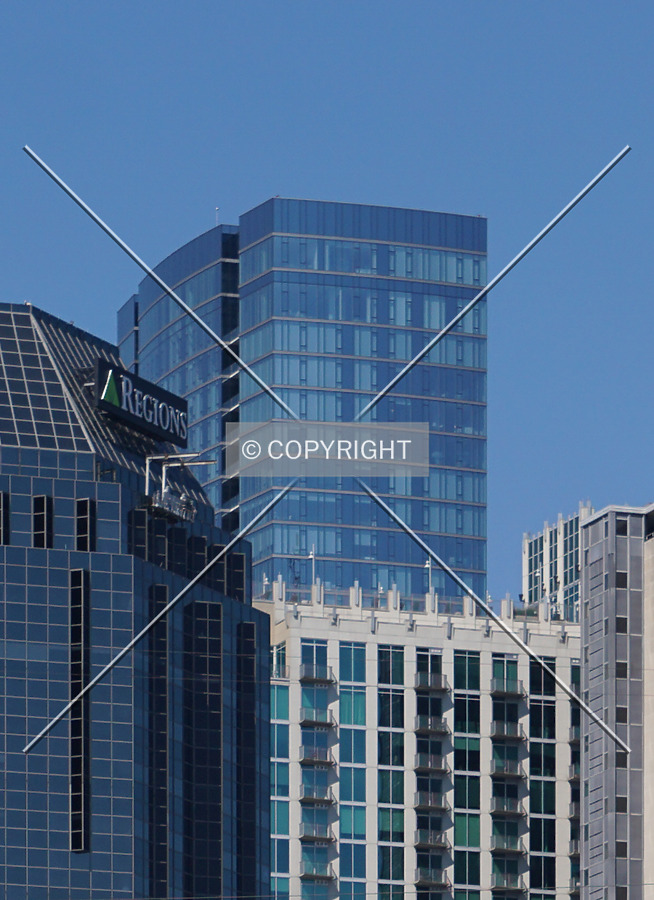 Distant view of the upper floors from the southeast; August 8, 2020
