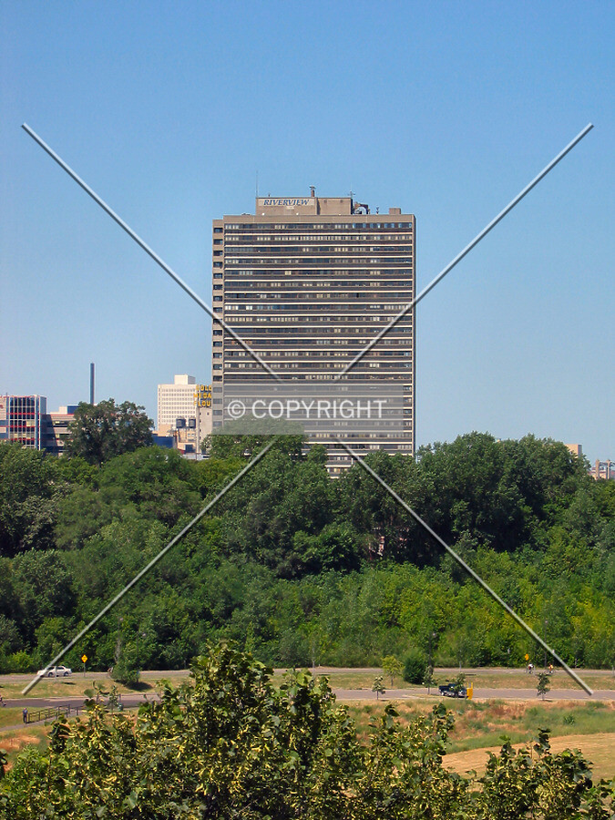 View to the northwest from the east end of the Washington Avenue Bridge