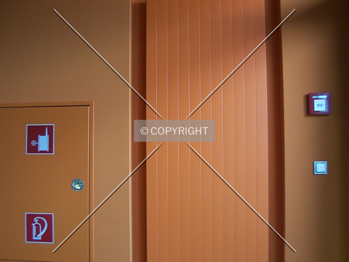 Wall panels near the elevators