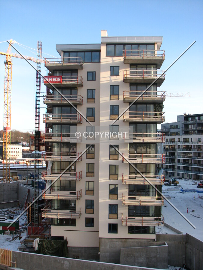 Elevated view of the southwestern facade
