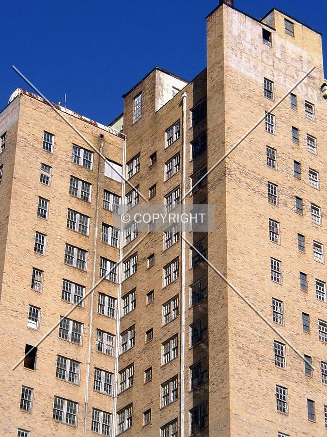 Detail of the upper floors on the southwest side