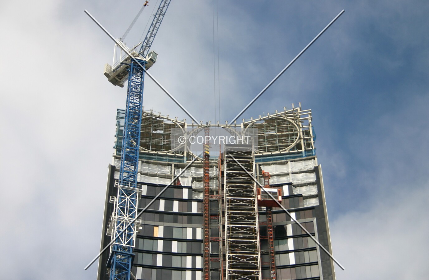 View from the rear of the top showing the apertures for the three future wind turbines