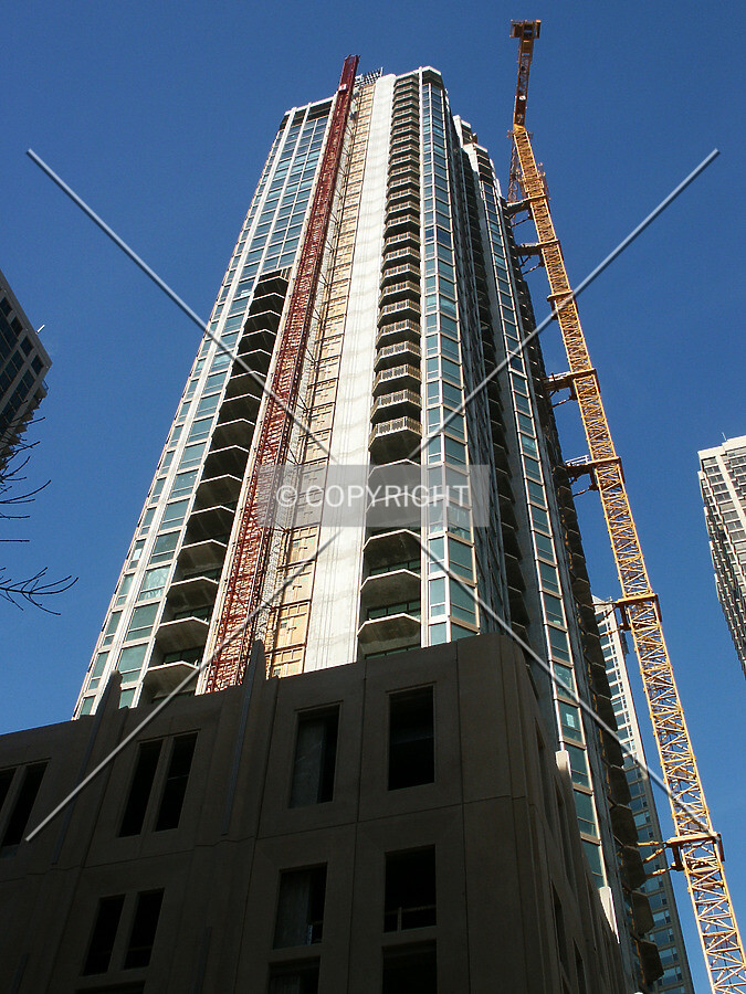 Looking up from Erie Street