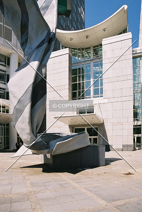 The sculpture in front of the entrance