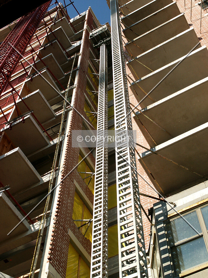 Looking up a notch in the east facade