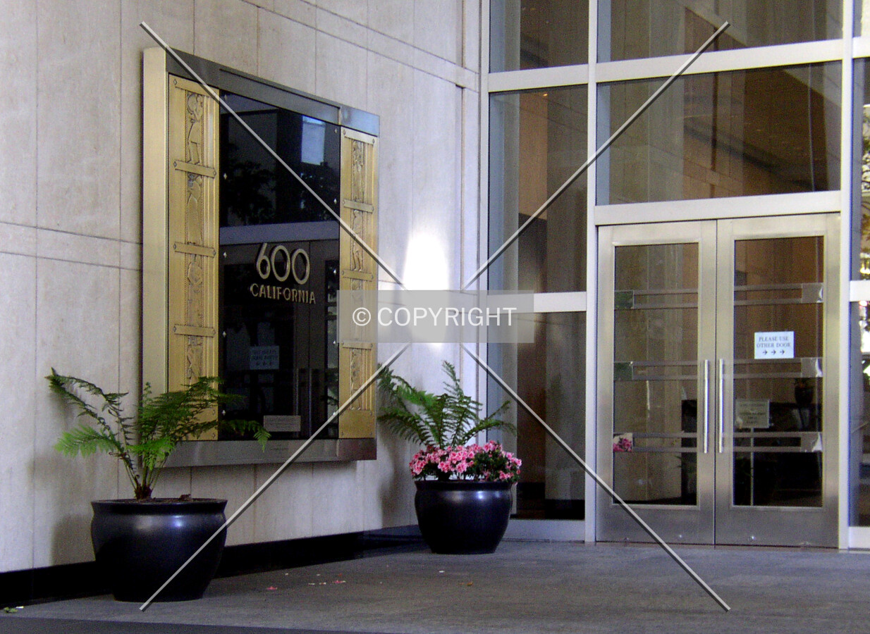 Entrance and signage off California Street