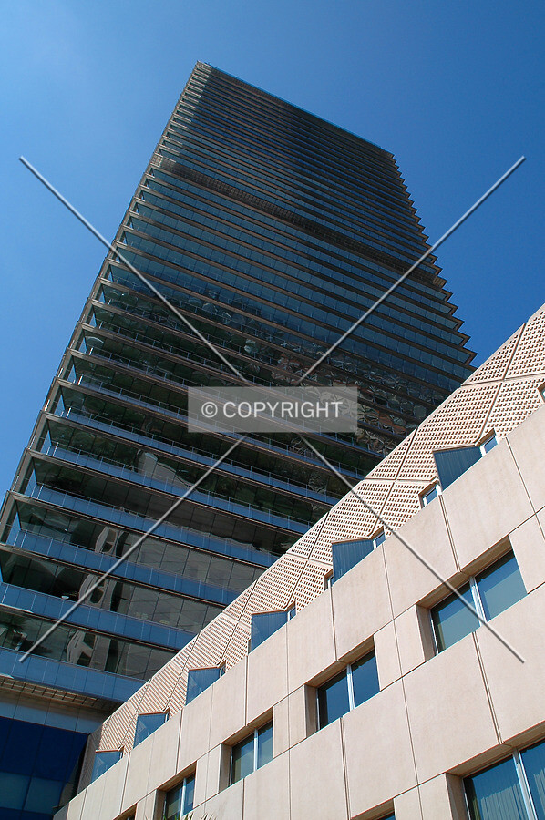 Looking up the northeast facade