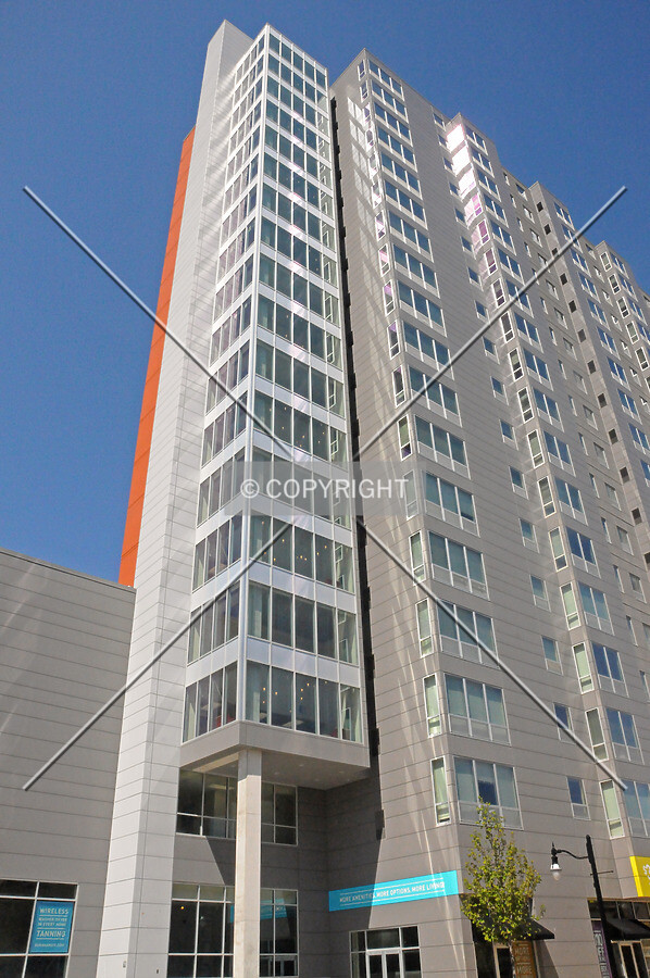 Looking up the southwest corner