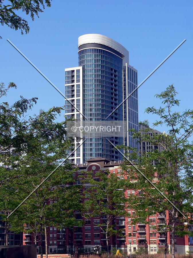 View to the southwest from the corner of Roosevelt Road and Lake Shore Drive