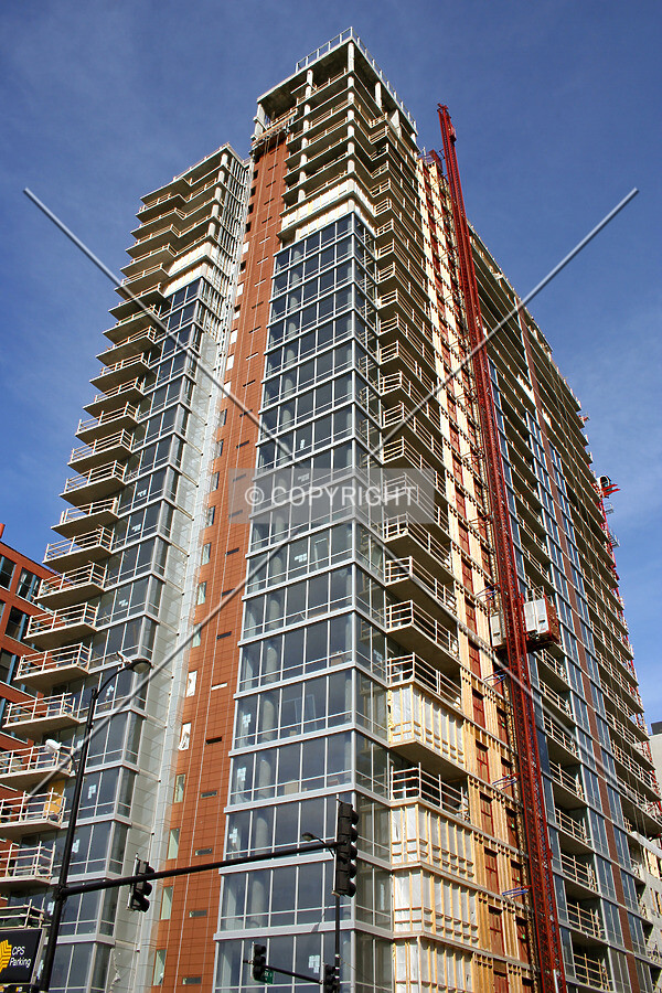 Looking up the southeast corner