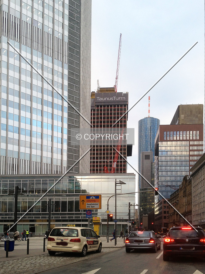 Banking district in Frankfurt and its skyscrapers