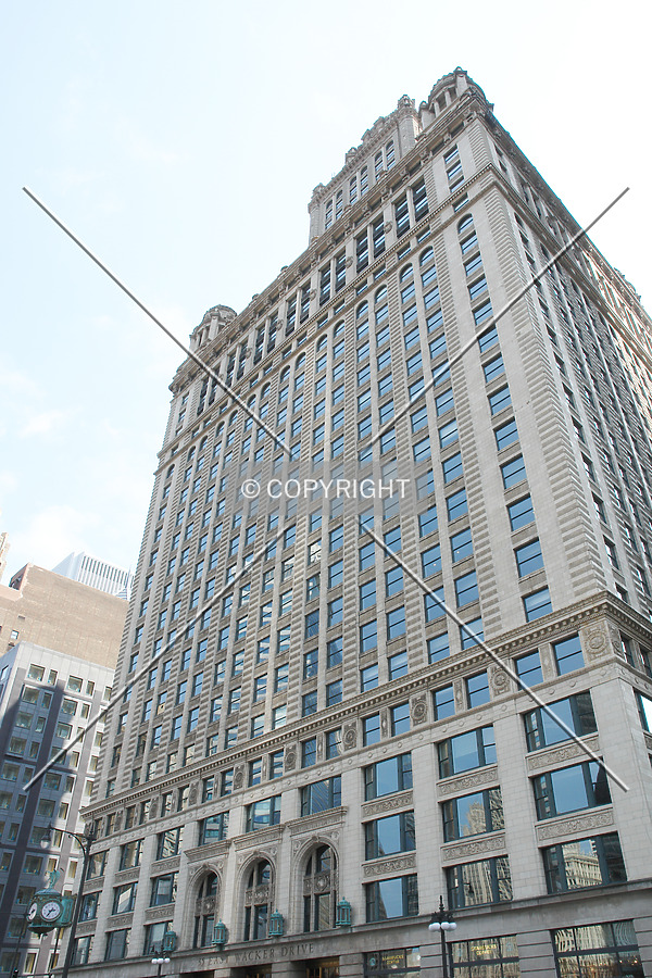 Looking up the facade of 35 East Wacker