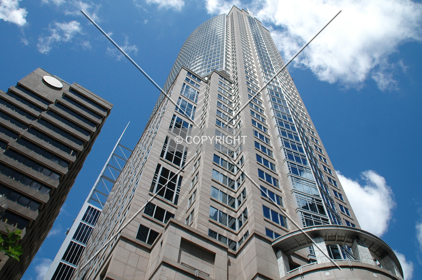 Looking up the northeast corner