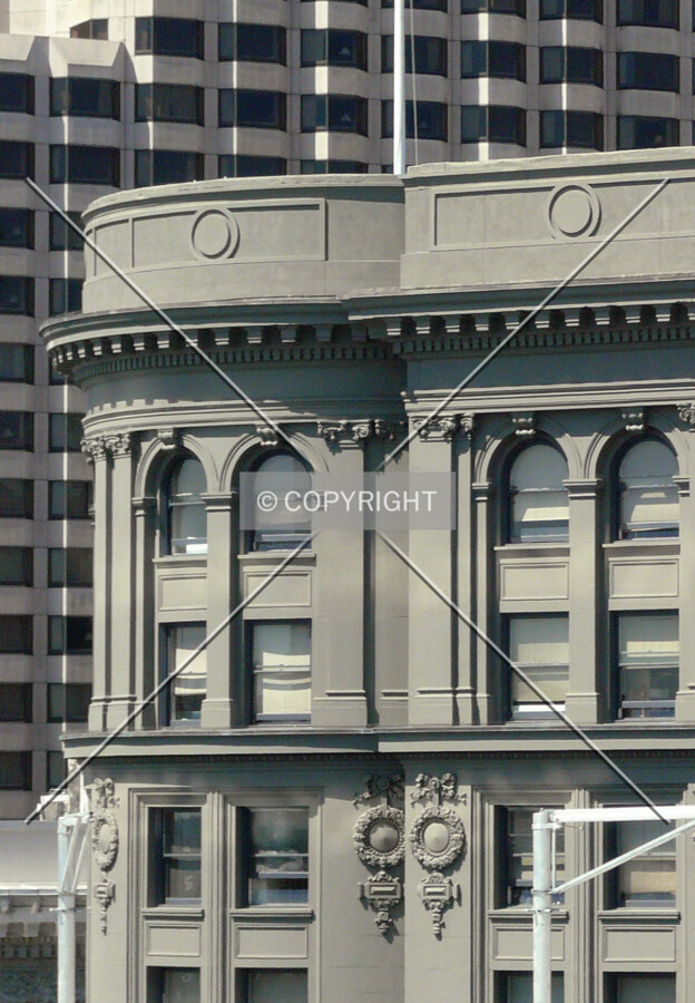 Southeast facade at rounded south corner