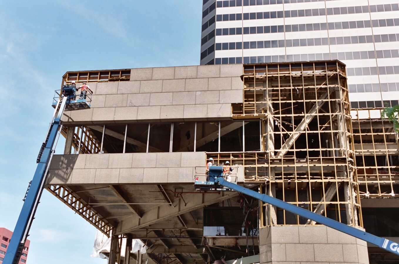 View of demolition work from the west