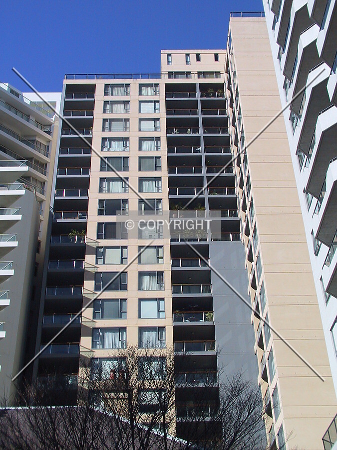 Looking up the north facade