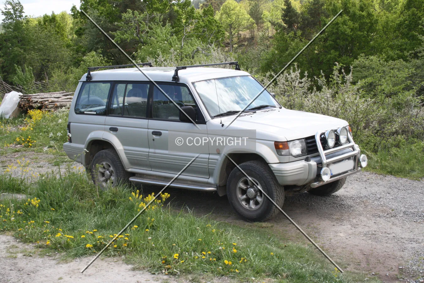 A silver Mitsubishi Pajero