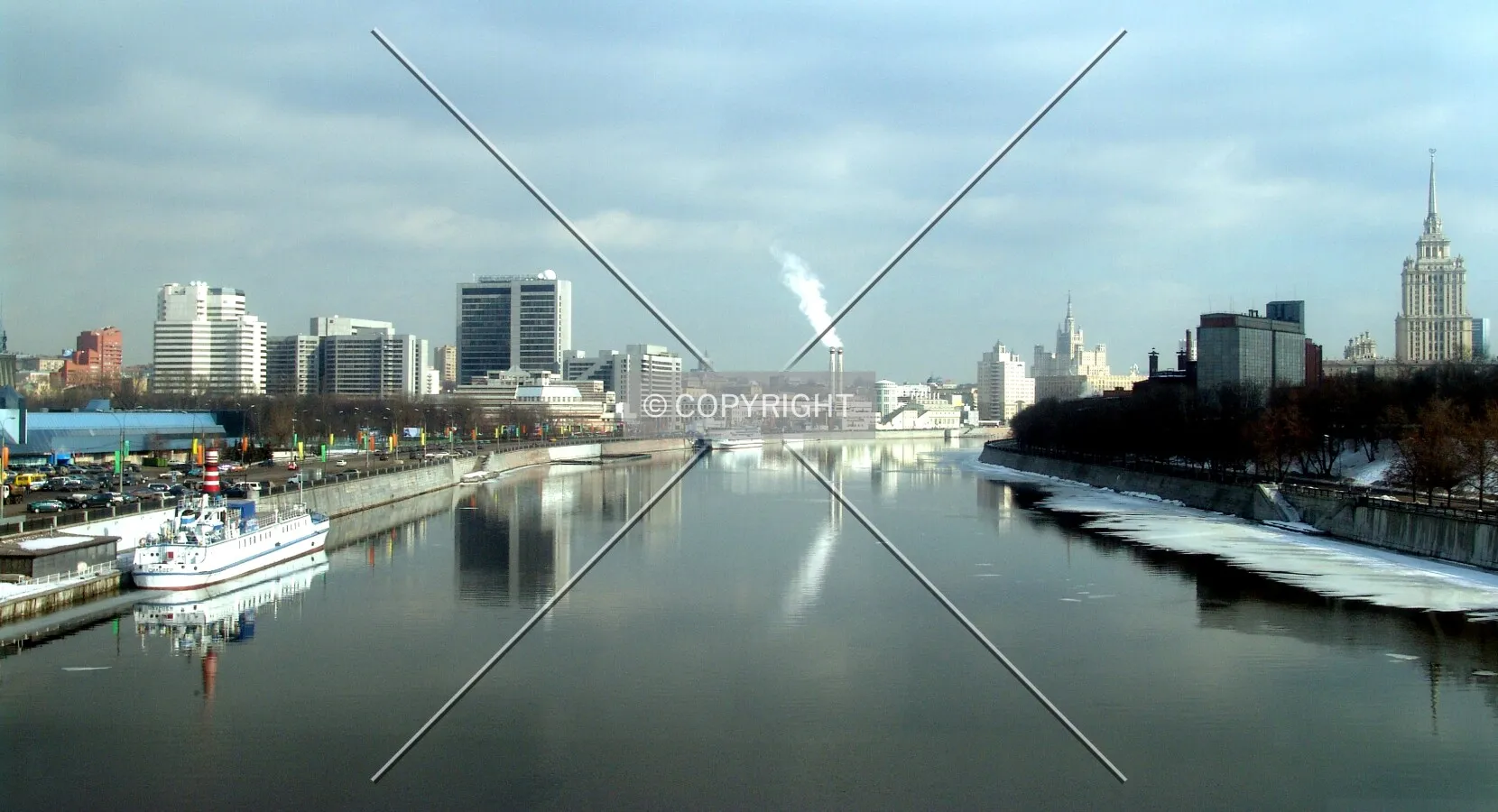 View through a window of Bagration Bridge