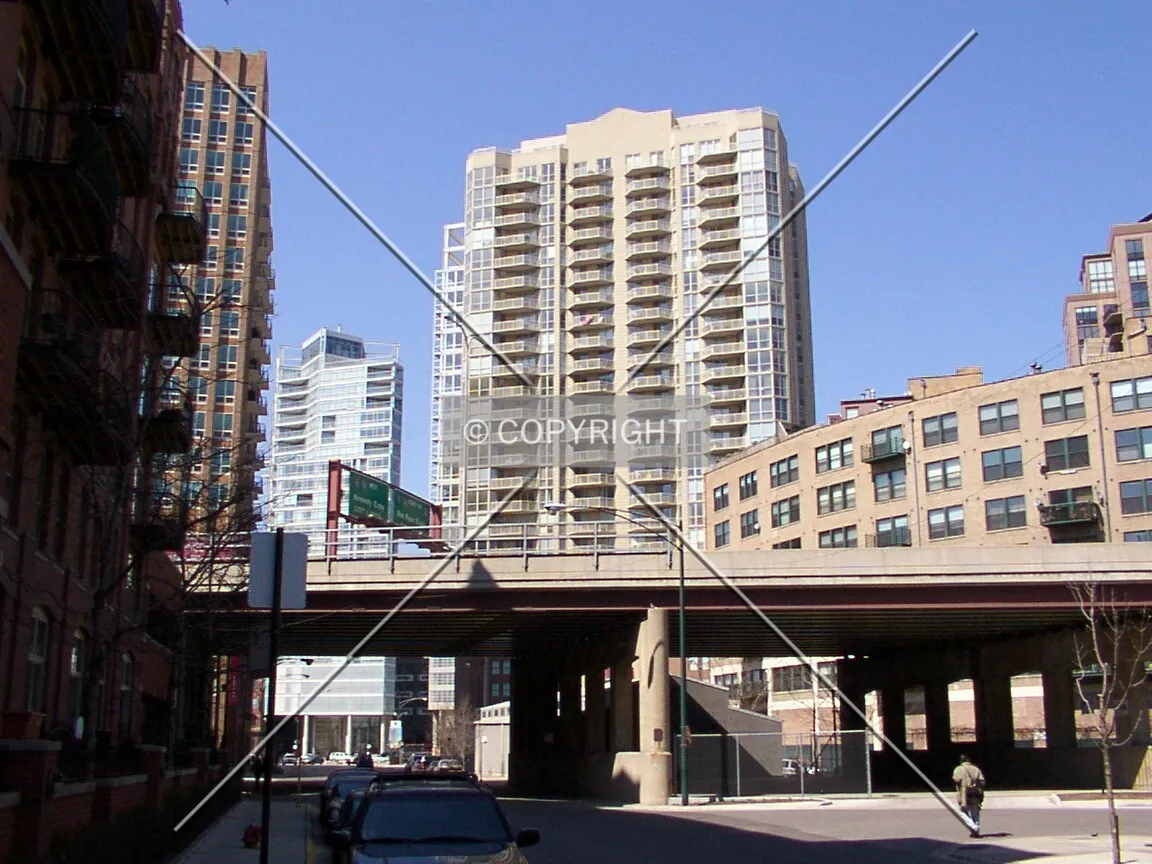 View from the south, across the expressway ramp