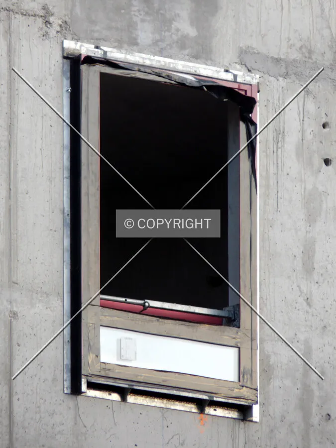 Window frame recently installed on the west side