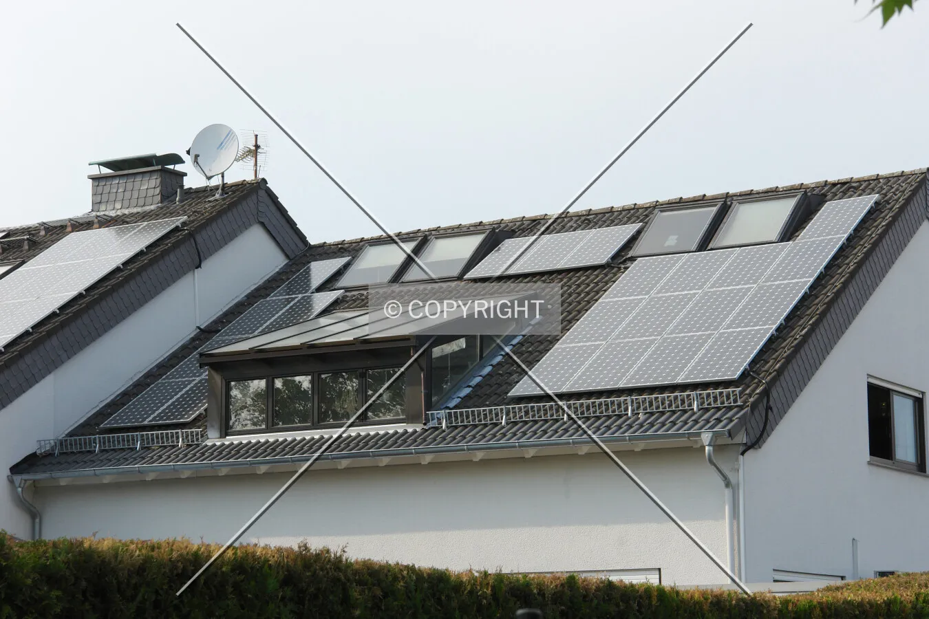 Photovoltaic panels on a roof