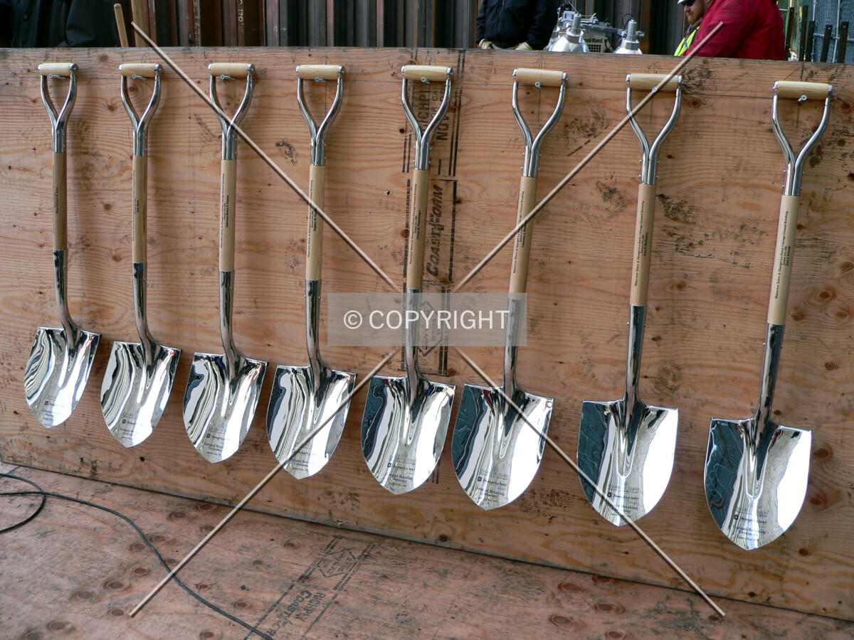 Silver shovels used by Teng officials at Waterview Towers' cerimonial groundbreaking